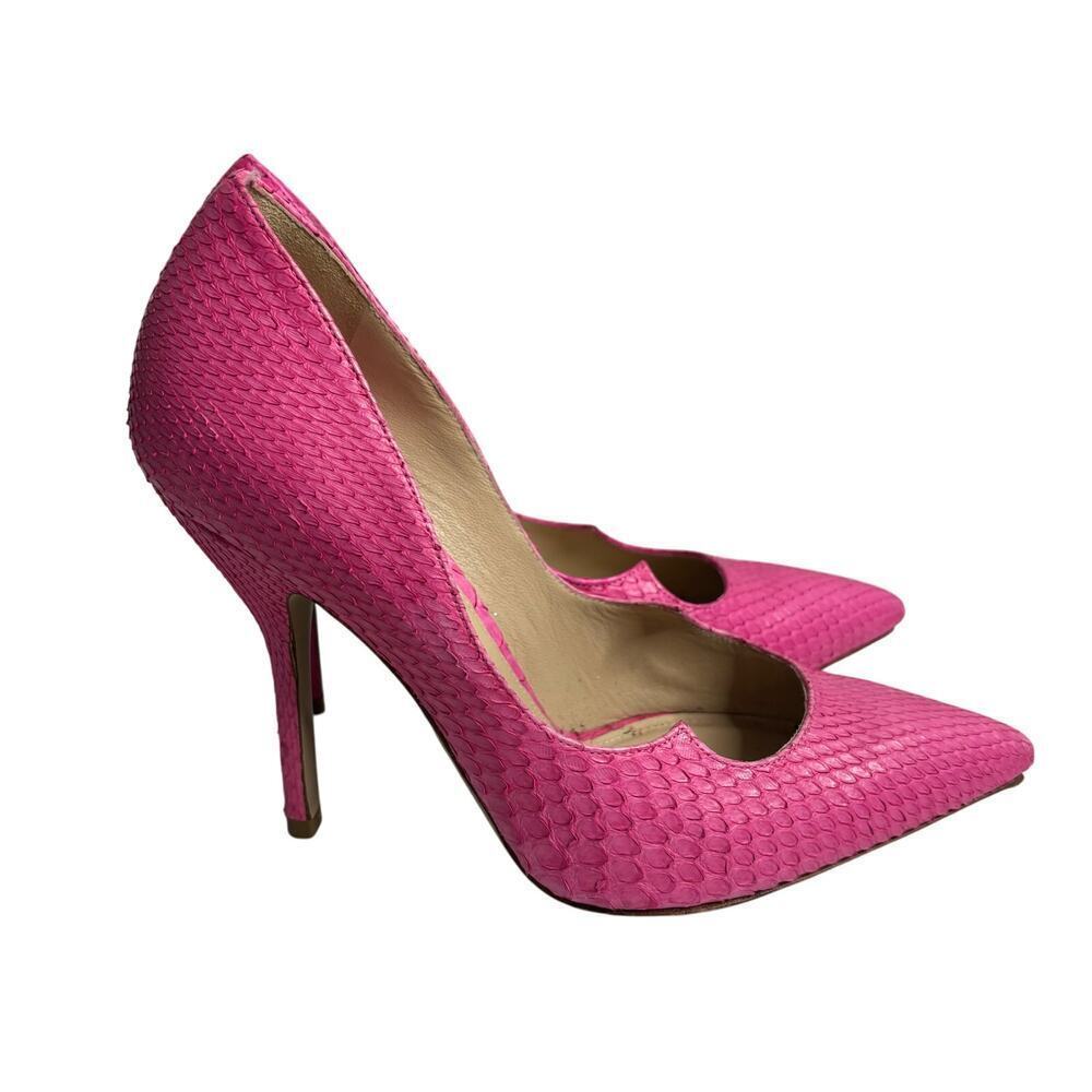 Paul Andrew Kimura Python Leather Pumps Neon Rose… - image 3